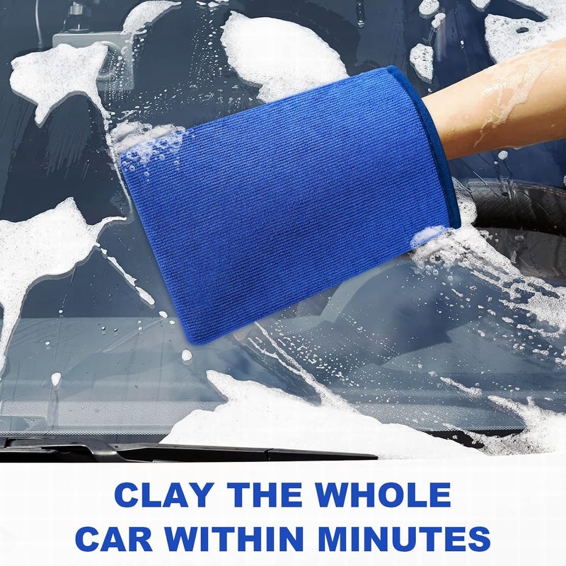 TOLDATLI Clay Mitt Auto Detailing 2 Pack, Fine Grade Microfiber Car Clay Bar Mitt, DIY Detail Tool & Kit Car Detailing Alternative (Blue) - Image 4